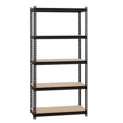 Iron Horse 2300 Lb. Rivet Series 5-Shelf Metal/Particle Board Shelving Unit, 36" W, Black (20992)