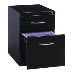 Hirsh 2-Drawers File Cabinet With Wheels, Arch Handle, Letter Size, Black, 20"D (21119)