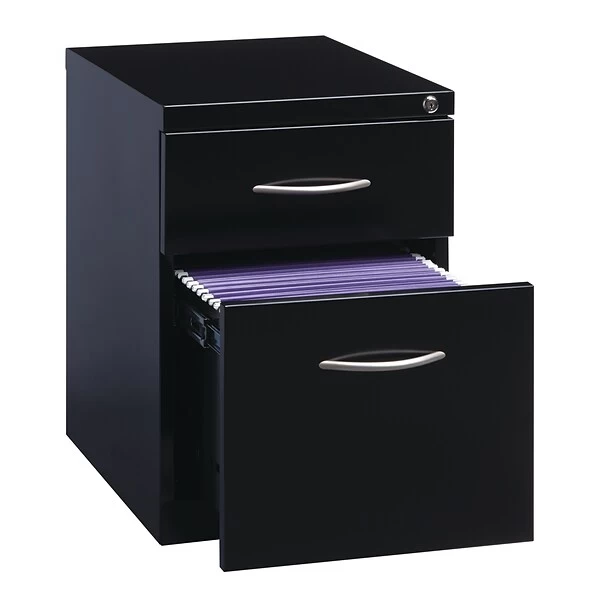 Hirsh 2-Drawers File Cabinet With Wheels, Arch Handle, Letter Size, Black, 20"D (21119) 1 Hirsh 2-Drawers File Cabinet With Wheels, Arch Handle, Letter Size, Black, 20"D (21119)