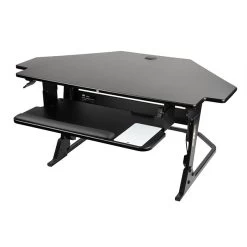 3M™ Precision Standing Desk Corner, 42" W Adjustable Desk Riser With Gel Wrist Rest And Precise™ Mouse Pad, Black (SD80B)