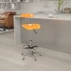 Flash Furniture Low Back Polymer Drafting Stool With Tractor Seat, Vibrant Orange