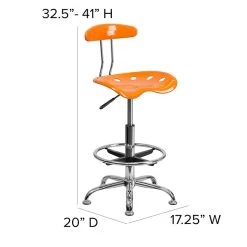 Flash Furniture Low Back Polymer Drafting Stool With Tractor Seat, Vibrant Orange -Home furniture sp80657973 s7
