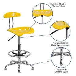 Flash Furniture Low Back Polymer Drafting Stool With Tractor Seat, Vibrant Orange-Yellow 10 Flash Furniture Low Back Polymer Drafting Stool With Tractor Seat, Vibrant Orange-Yellow -Home furniture sp80657984 s7