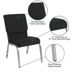 Flash Furniture HERCULES™ Fabric Stacking Church Chair, Black, Silver Vein Frame (XUCH60096BKSV) -Home furniture sp80658541 s7