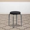 Flash Furniture Stackable Stool With Black Seat And Silver Powder Coated Frame, Black