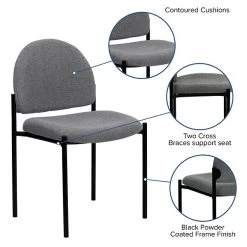Flash Furniture Fabric Stackable Steel Side Chairs (BT5151GY) -Home furniture sp80658884 s7