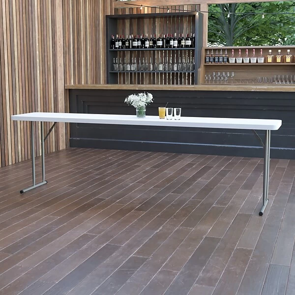 Flash Furniture Folding Table, 96" X 18", White (DAD-YCZ-244-2-GW-GG) 1 Flash Furniture Folding Table, 96" X 18", White (DAD-YCZ-244-2-GW-GG)