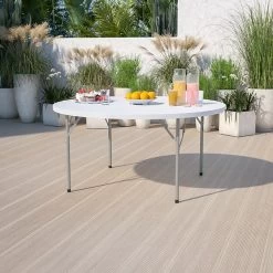 Flash Furniture Folding Table, 60.75"Dia., White (DAD-YCZ-1-GW-GG)