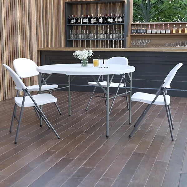 Flash Furniture 48'' Round Bi-Fold Granite White Plastic Folding Table (DAD122RZ) 1 Flash Furniture 48'' Round Bi-Fold Granite White Plastic Folding Table (DAD122RZ)