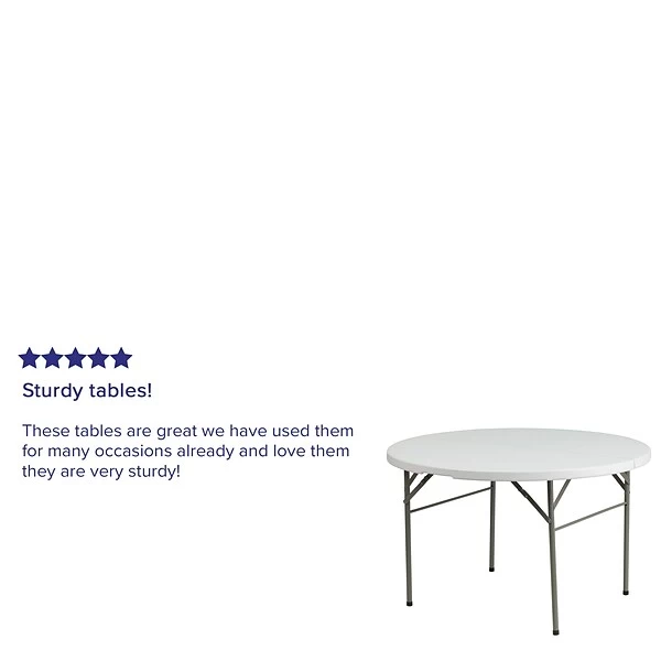 Flash Furniture 48'' Round Bi-Fold Granite White Plastic Folding Table (DAD122RZ) 3 Flash Furniture 48'' Round Bi-Fold Granite White Plastic Folding Table (DAD122RZ) - Image 3