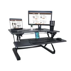 Victor Technology High Rise 21"H Adjustable Desk, Black Wood (DCX760G)